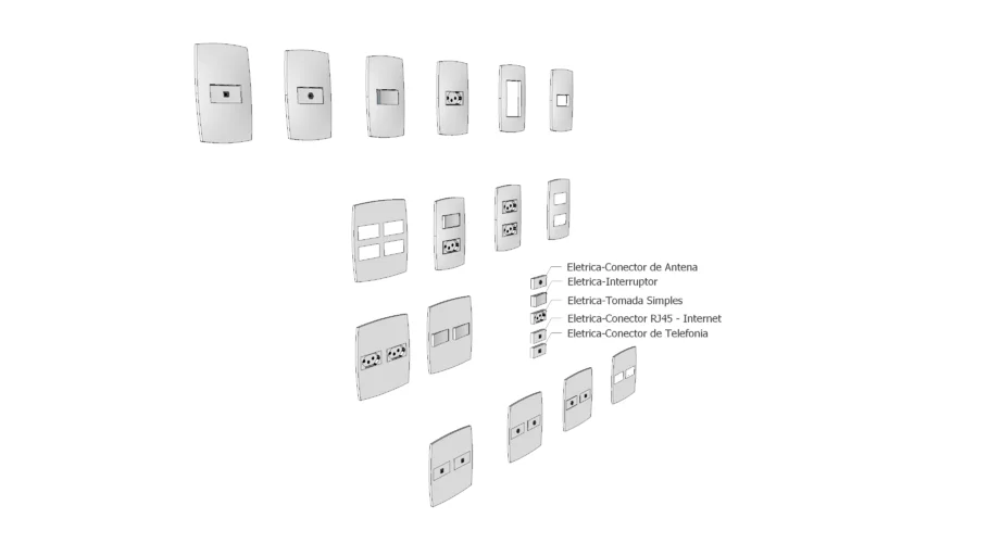 Eletrica - Placas Tomadas e Interruptores linha Izy