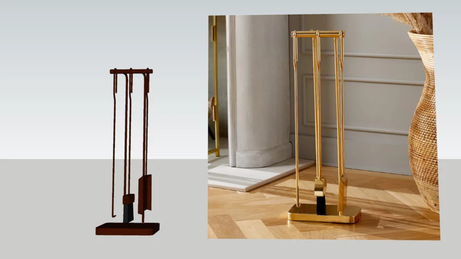 CB2 - 3-PIECE AMOS BRASS FIREPLACE TOOLS