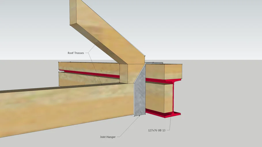 Roof trusses and beam connection detail