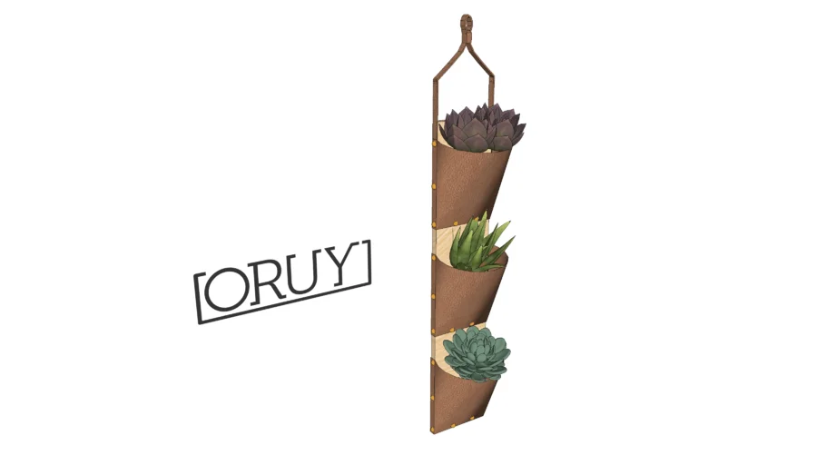 Organizador e cachepot vertical Oruy escritório parede decor couro decoração planta suculenta