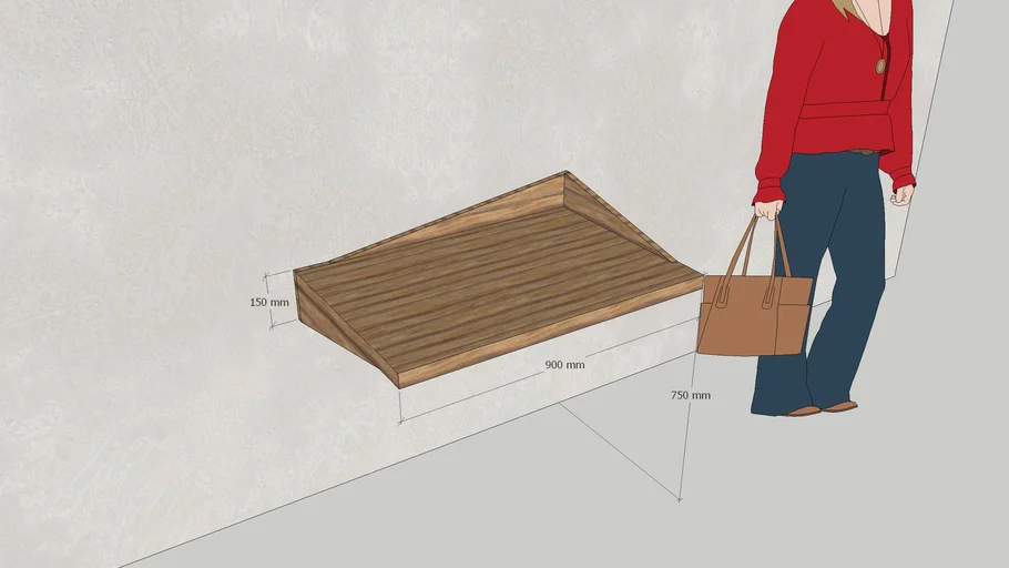 Wall mounted simple Study Table 900X600 +Texture | 3D Warehouse