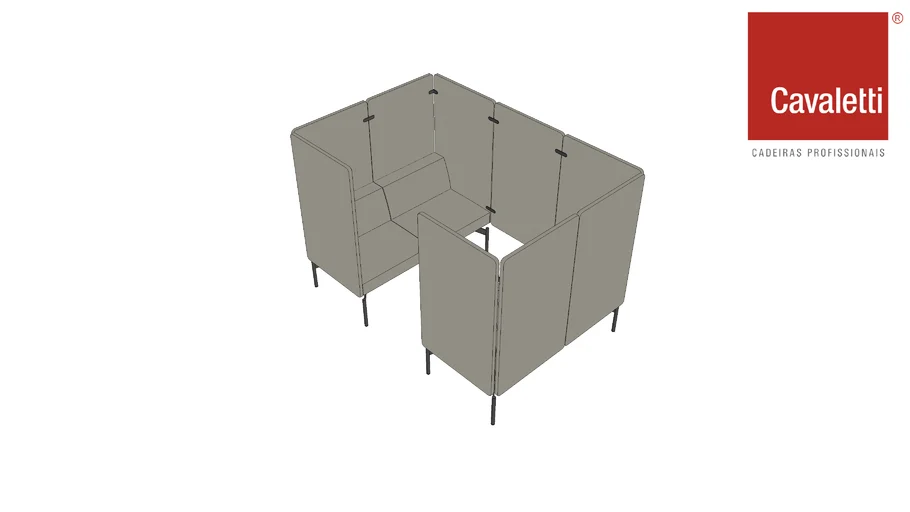 Cavaletti Float - 23571 Hub Reunião Highback 4L com Encosto e Painéis Altos