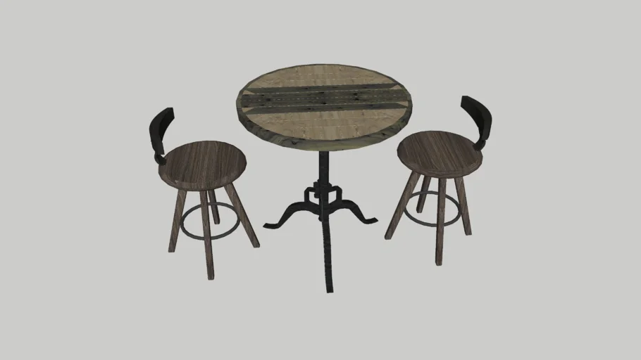 Wood cafe table and chair