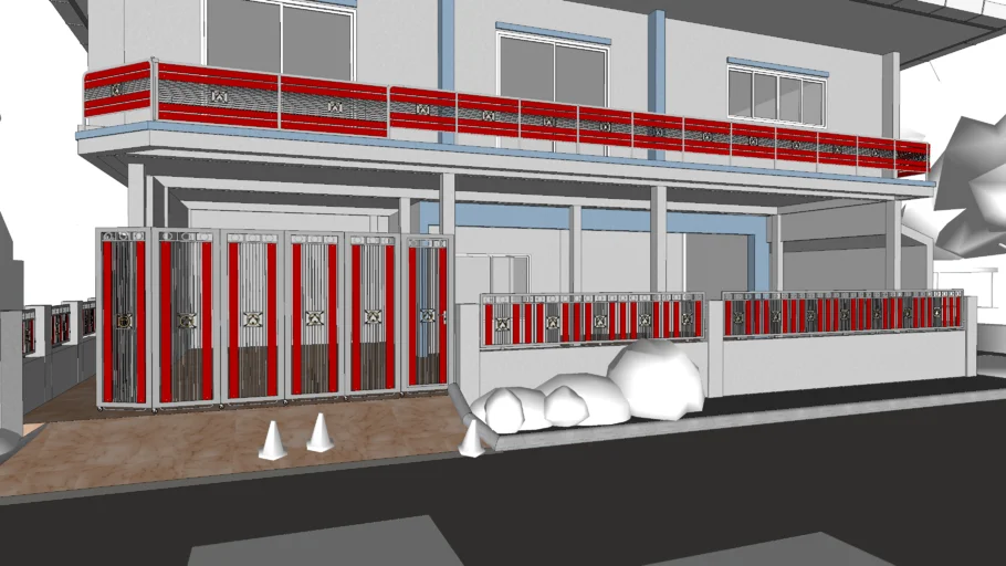 ราวระเบียง อลูมิเนียม Red Aluminum Railing