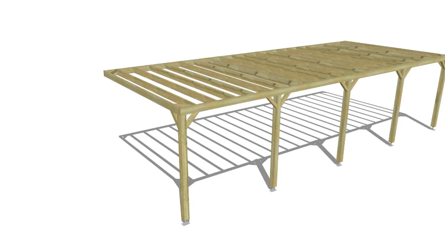 Pergola bois • 10m x 4m • adossée • sens profondeur