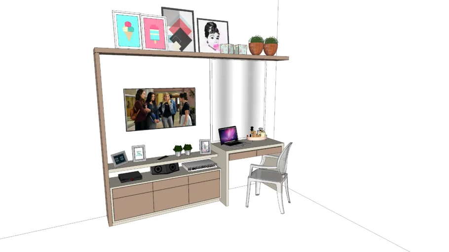 Painel TV com escrivaninha