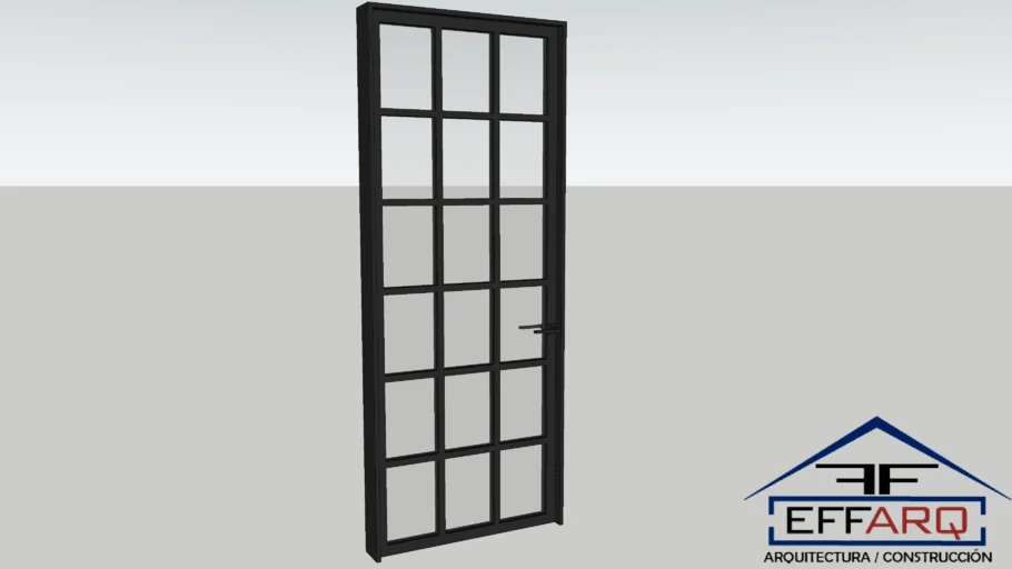Puerta de aluminio negro con vidrio transparente