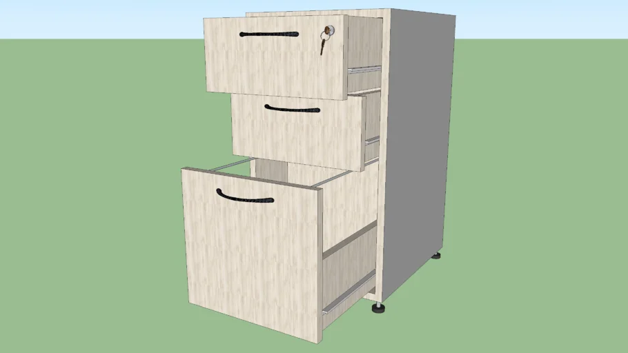 Archivero tipo pedestal con 3 cajones