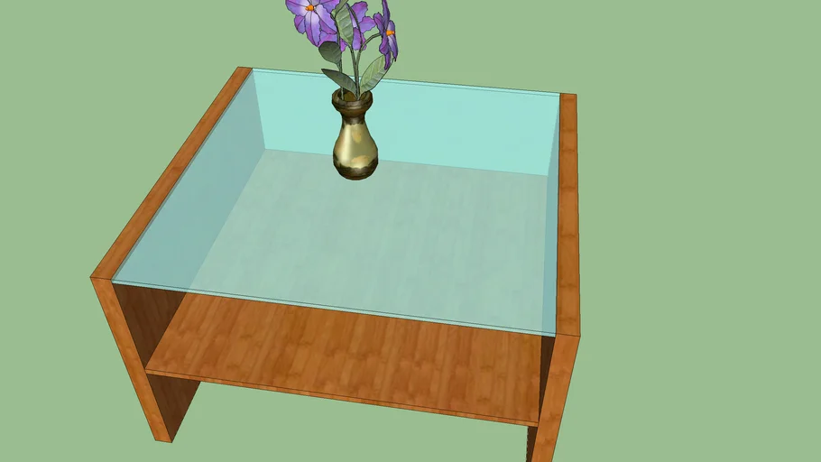 Side table with vase of flowers.