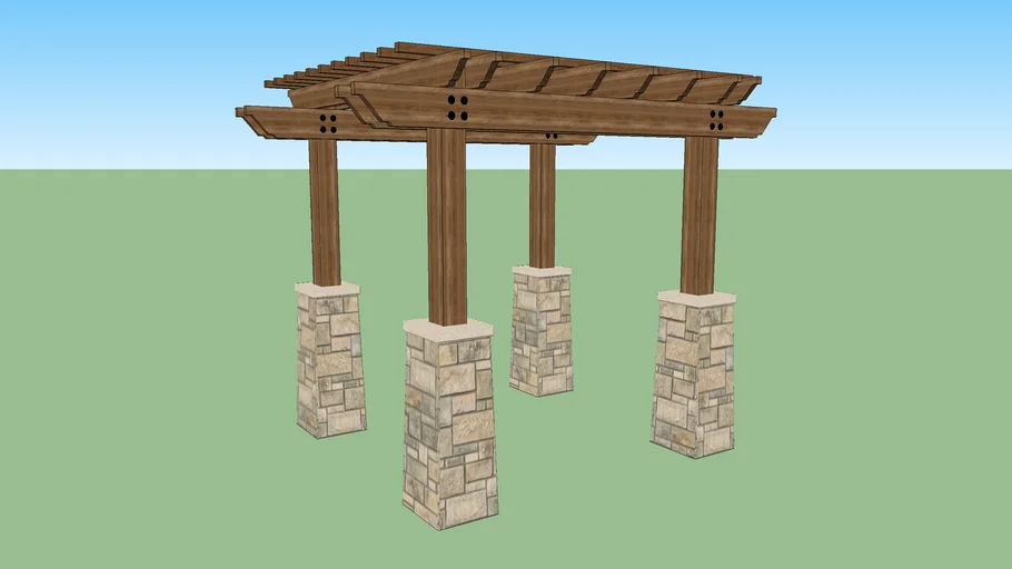 Pergola with stone column bases