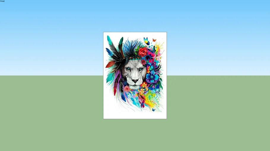 CUADRO DECORATIVO LEÓN DE COLORES