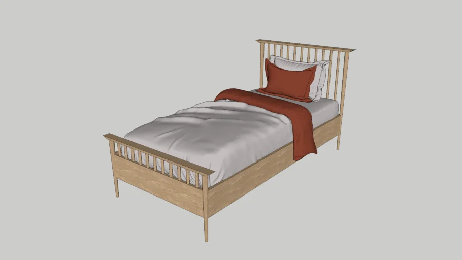 Cama de solteiro em madeira