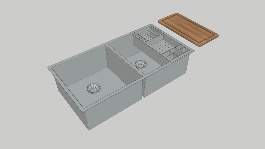 Cuba Inox Dupla Quadrada Pia Gourmet Com Valvula 80x40x20cm