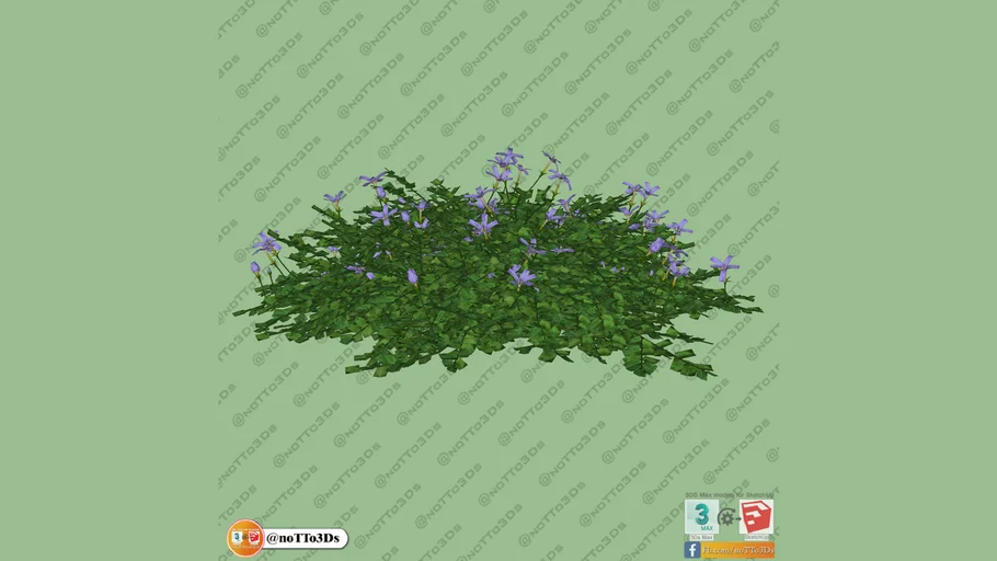 arbusto 3d - flores moradas