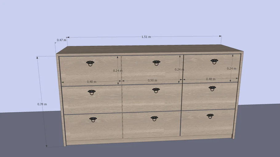comoda 9 cajones color madera