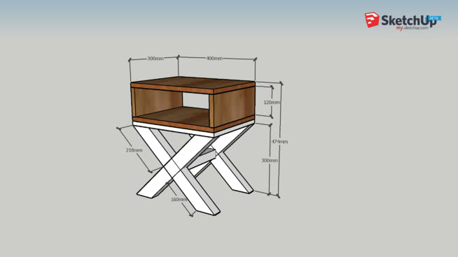 Bedside Table with Crossed Legs