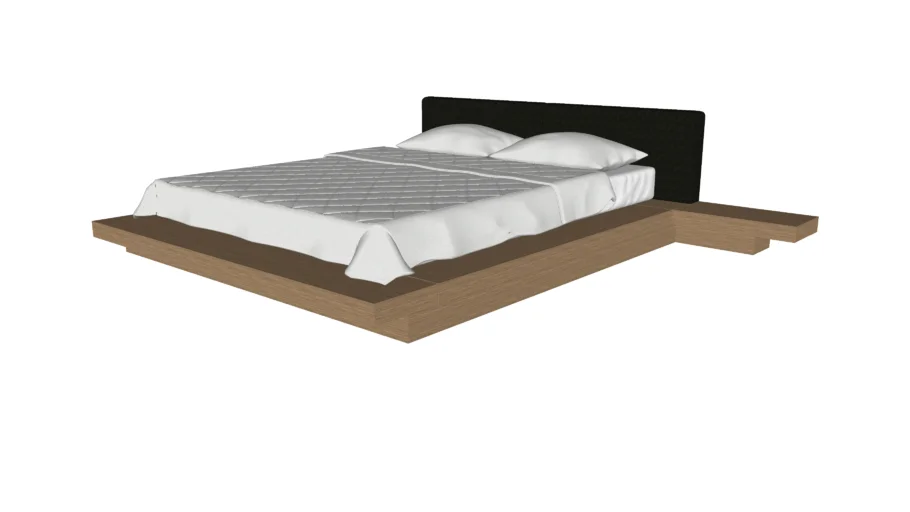 Worth Queen Bed II in Soft Carbon Fabric and Latte Walnut by Modloft