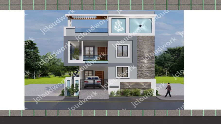 Modern House Design Elevation G+2 JCS 17397422024 | 3D Warehouse