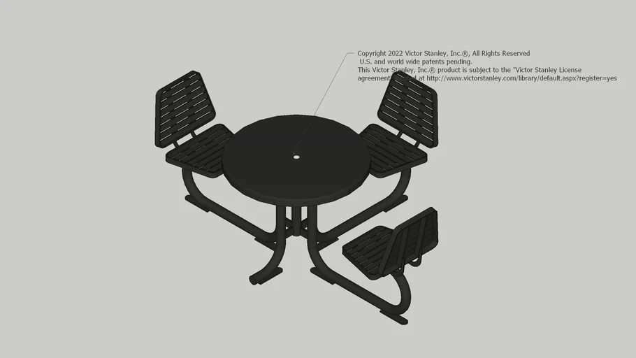 N-H-363 Anthro Sites™ 36in Table with Steel Slat Seats and Umbrella Hole