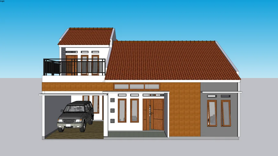 Rumah 8,5 x 11,5 m 1,5 lantai