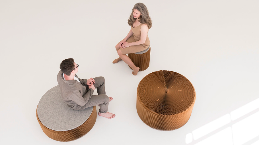 softseating | folding paper stool, bench and table