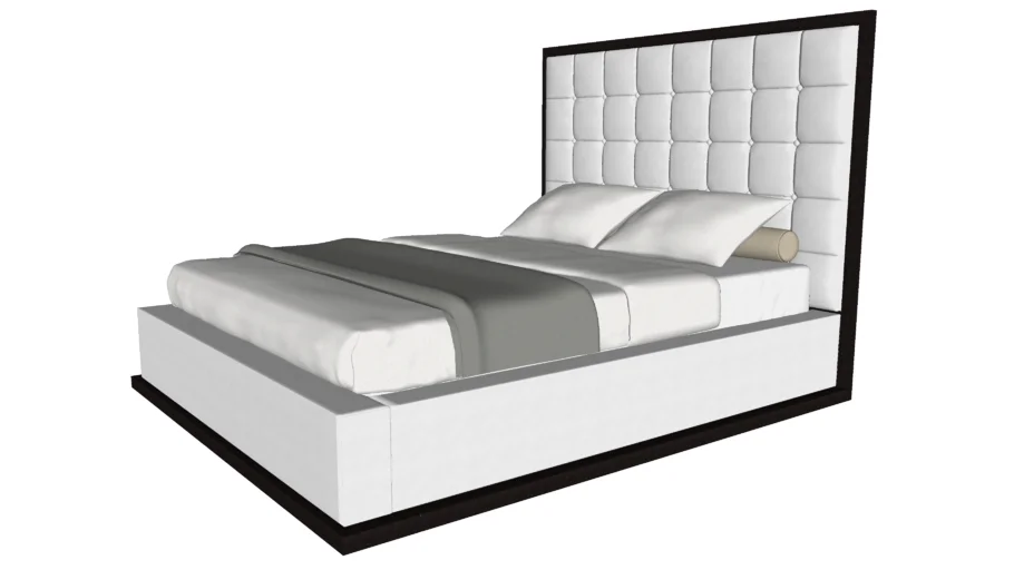 Ludlow Queen Bed in White Eco Leather and Wenge by Modloft