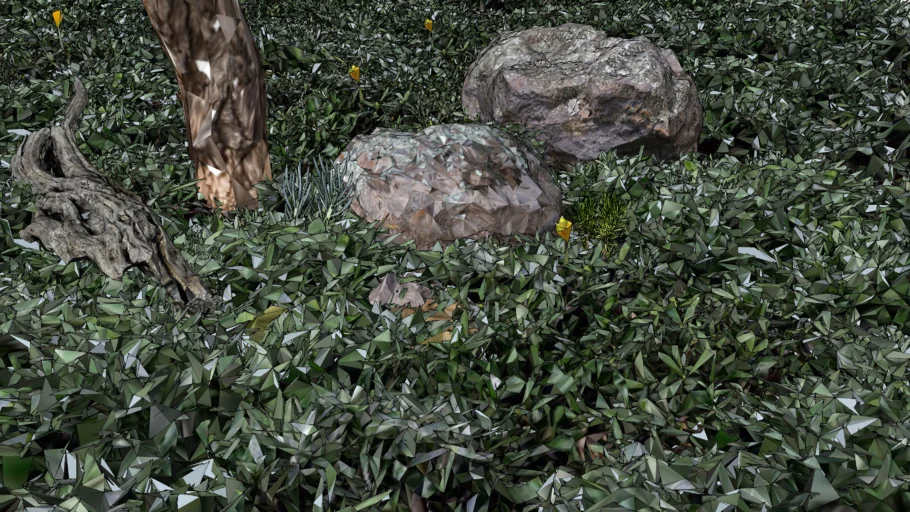 Simulat 3d scan: Forest Floor: Gazania Tomentosa with Boulder