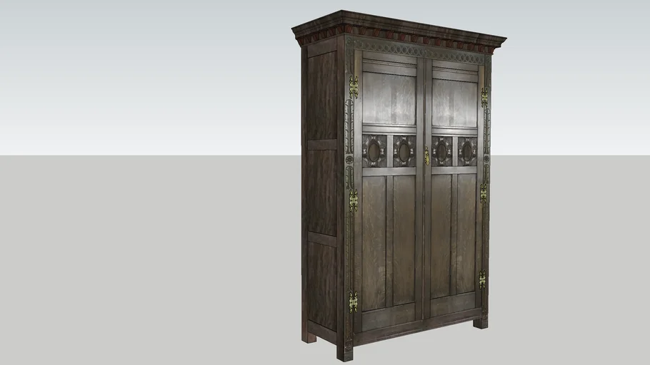 Curved Oak Antique Wardrobe