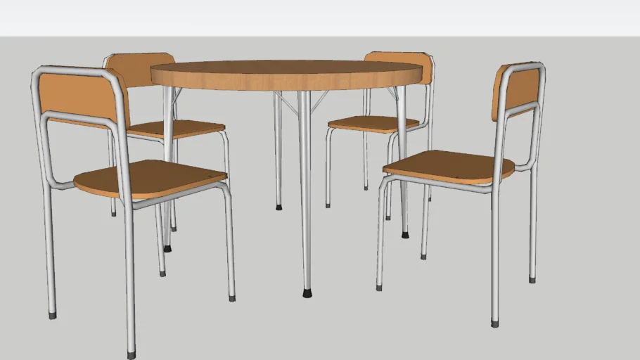 Mesa redonda e cadeiras escolares para biblioteca / School round table and chairs for library