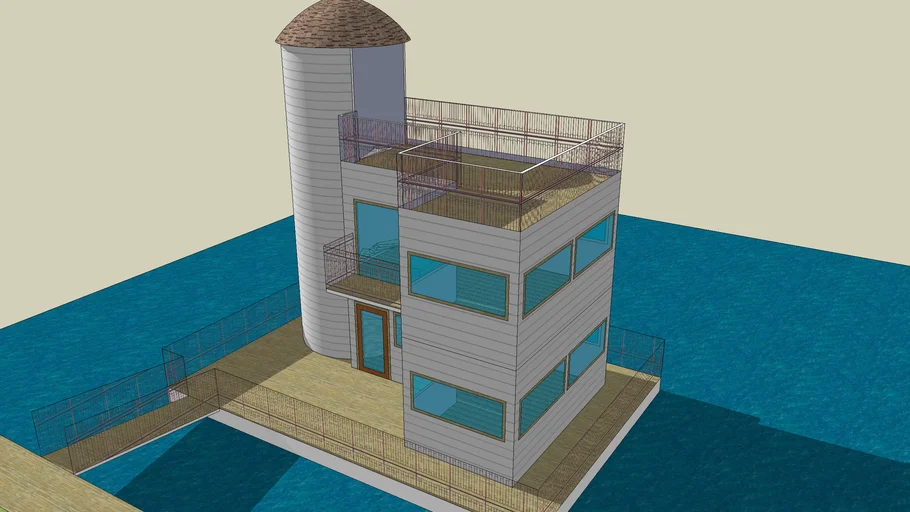Floating House with spiral staircase