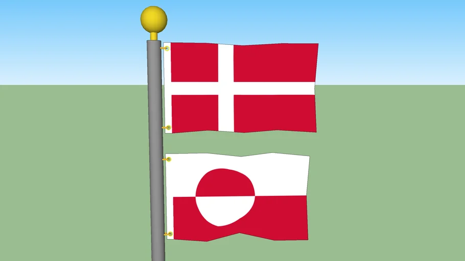 Denmark & Greenland Flag with Flagpole