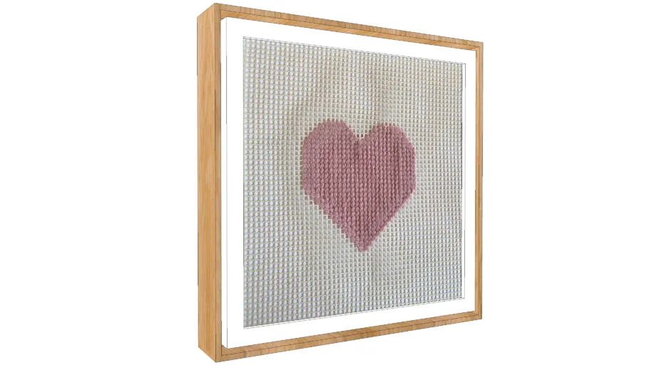 Quadro Decorativo Coração Bordado