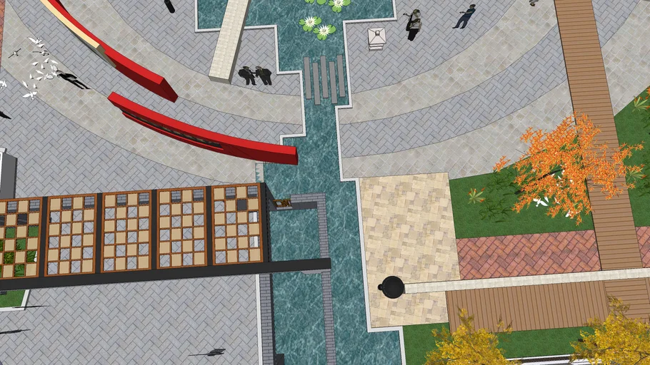 A detailed model of an old-fashioned park