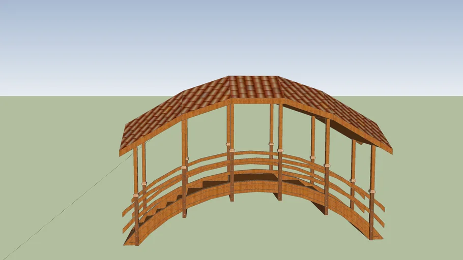 Japanese Bridge with Roof
