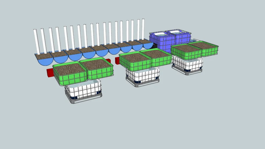 Aquaponics system 8x3.4 containers