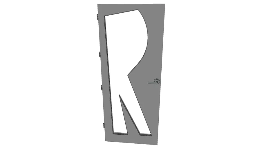 Letter 'R', 3D door, very detail with glass, lock and hinger. | 3D ...