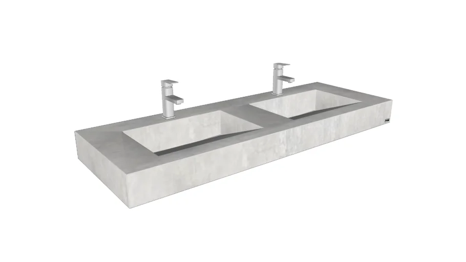 60" ADA Floating Concrete Double Ramp Sink