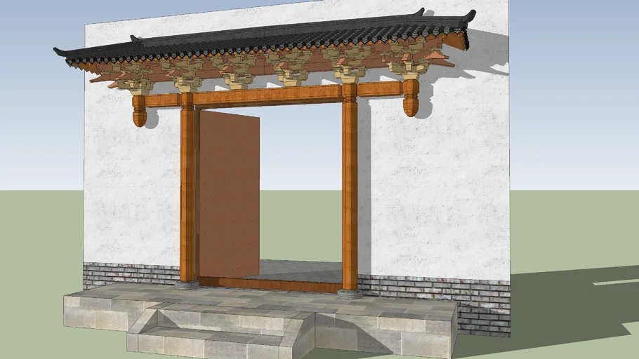 Chinese style wooden bucket arch structure eaves and gates