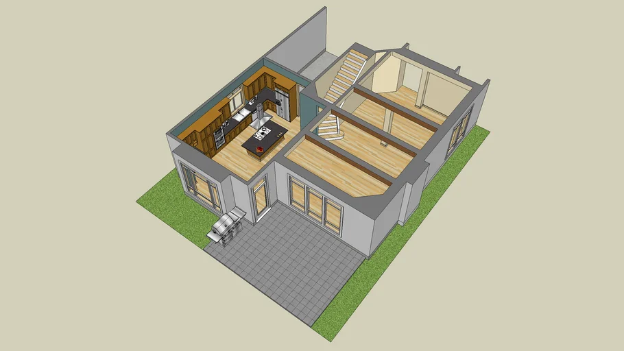 3D Kitchen Model of Plan 22137F from Alan Mascord Design Associates