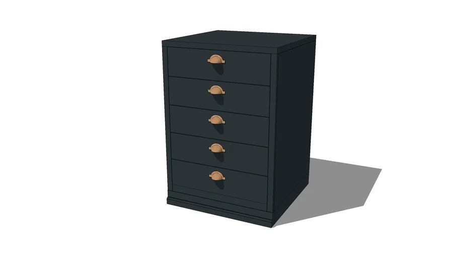 5 drawer painted chest of drawers with cup handles