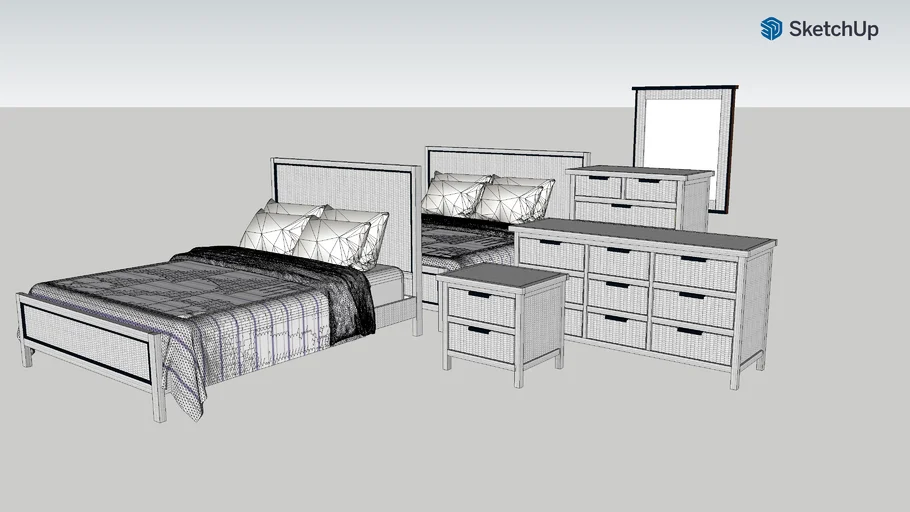 WHITE WICKER BEDS AND BEDROOM FURNITURE SUITE