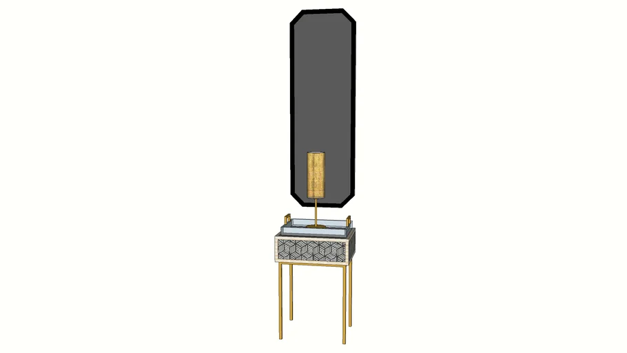 BOHO NIGHTSTAND WITH TABLE LAMP MIRROR
