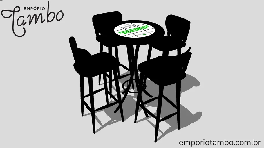 Jogo de mesa bistro redonda azulejo com 4 banquetas para varanda e sacada - Preta - Empório Tambo