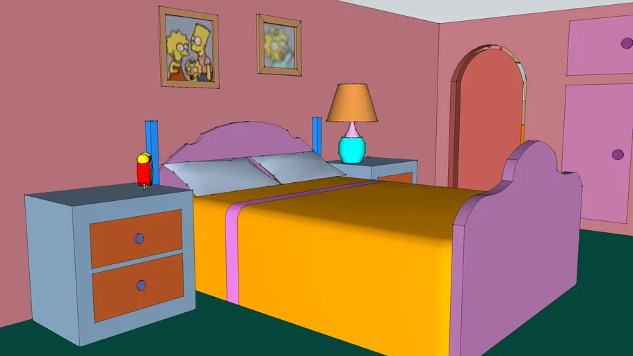 Simpsons House - Homer & Marge's bedroom & bathroom