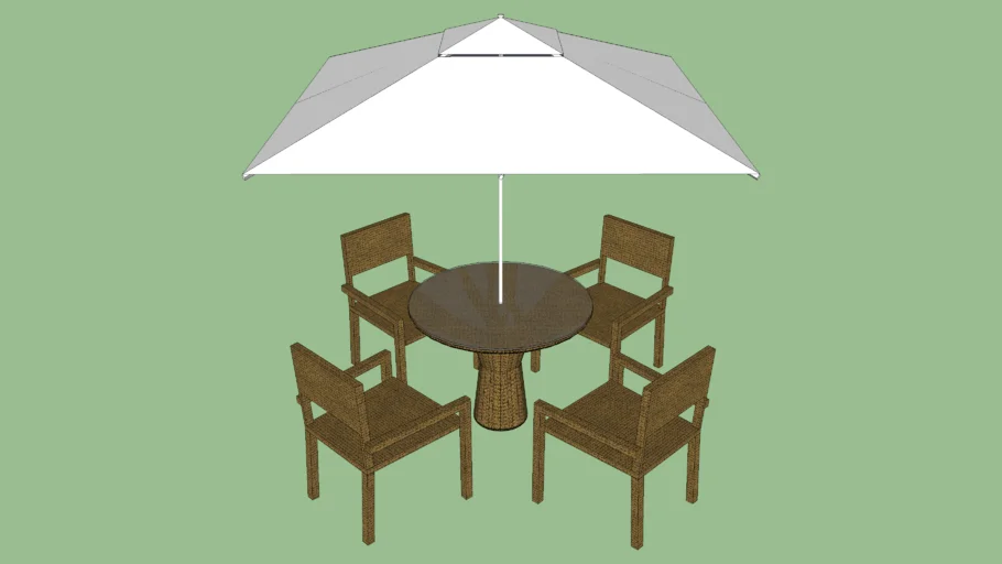 Mesa com Cadeiras e Ombrelone