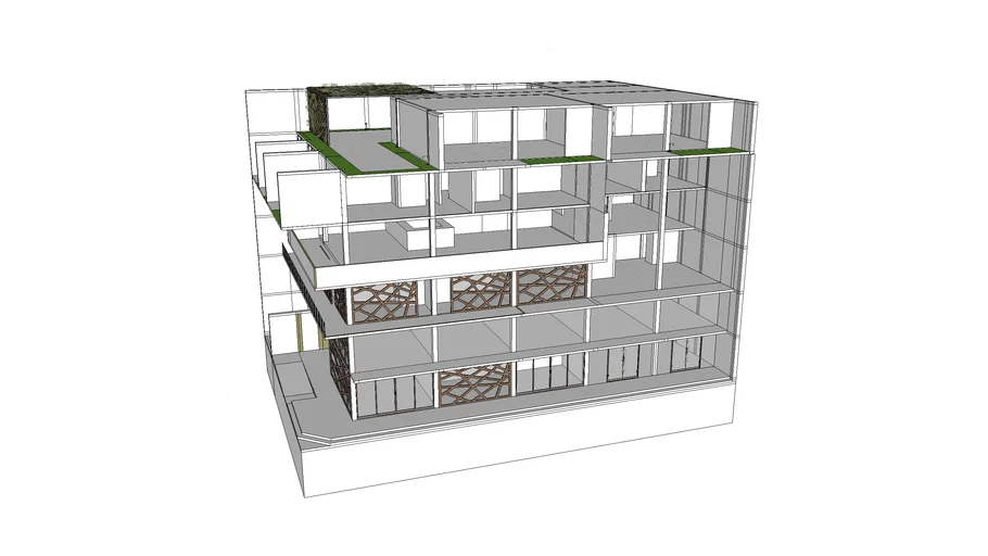 edificio de uso mixto maqueta
