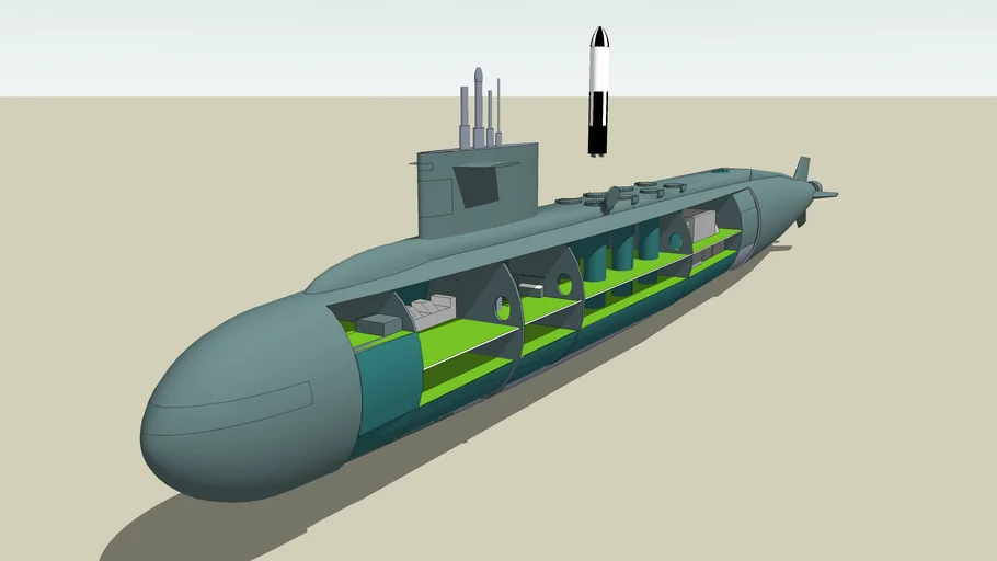 Nuclear Submarine Cutaway, with Polaris Missile, work still in progress