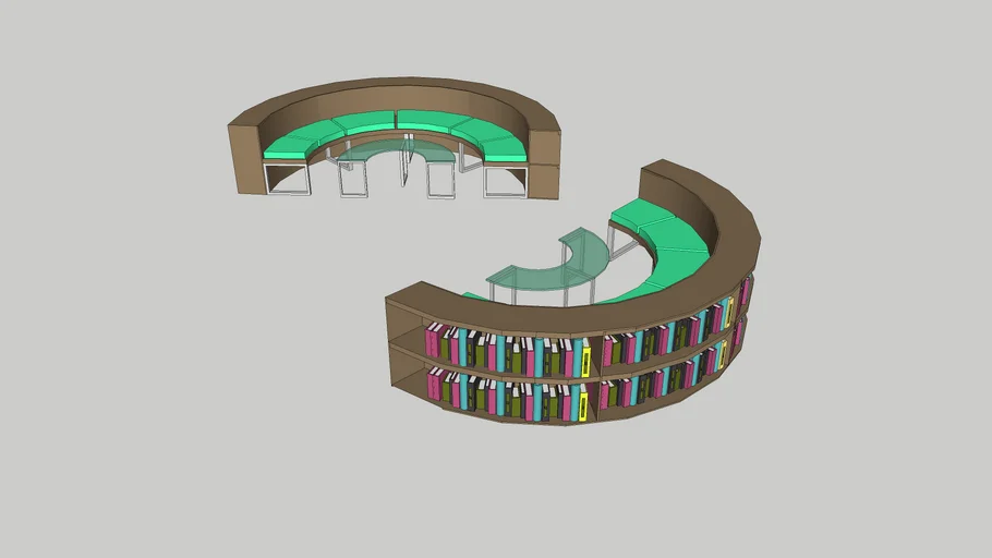 Half Round Short Library Bookcase | 3D Warehouse