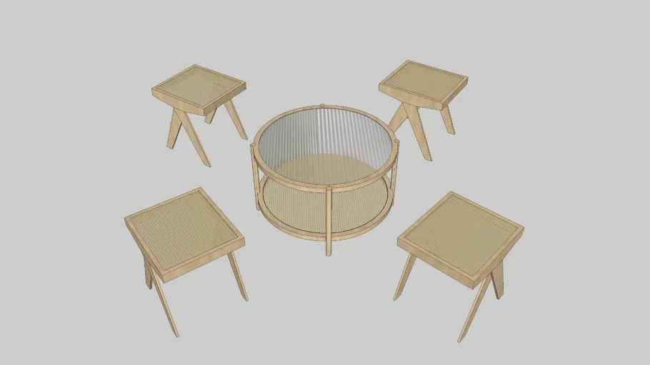 Center table set, rattan wood