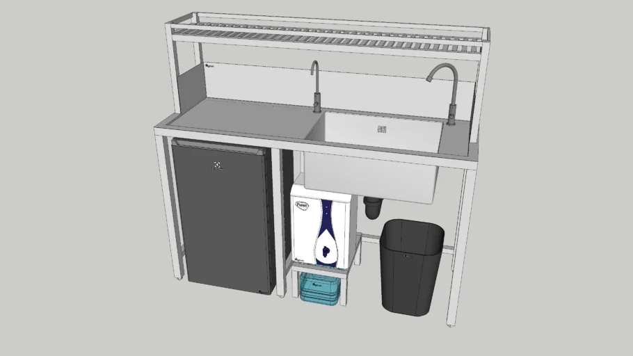 Industrial Sink - Fridge - Trash Can - Water Purifier